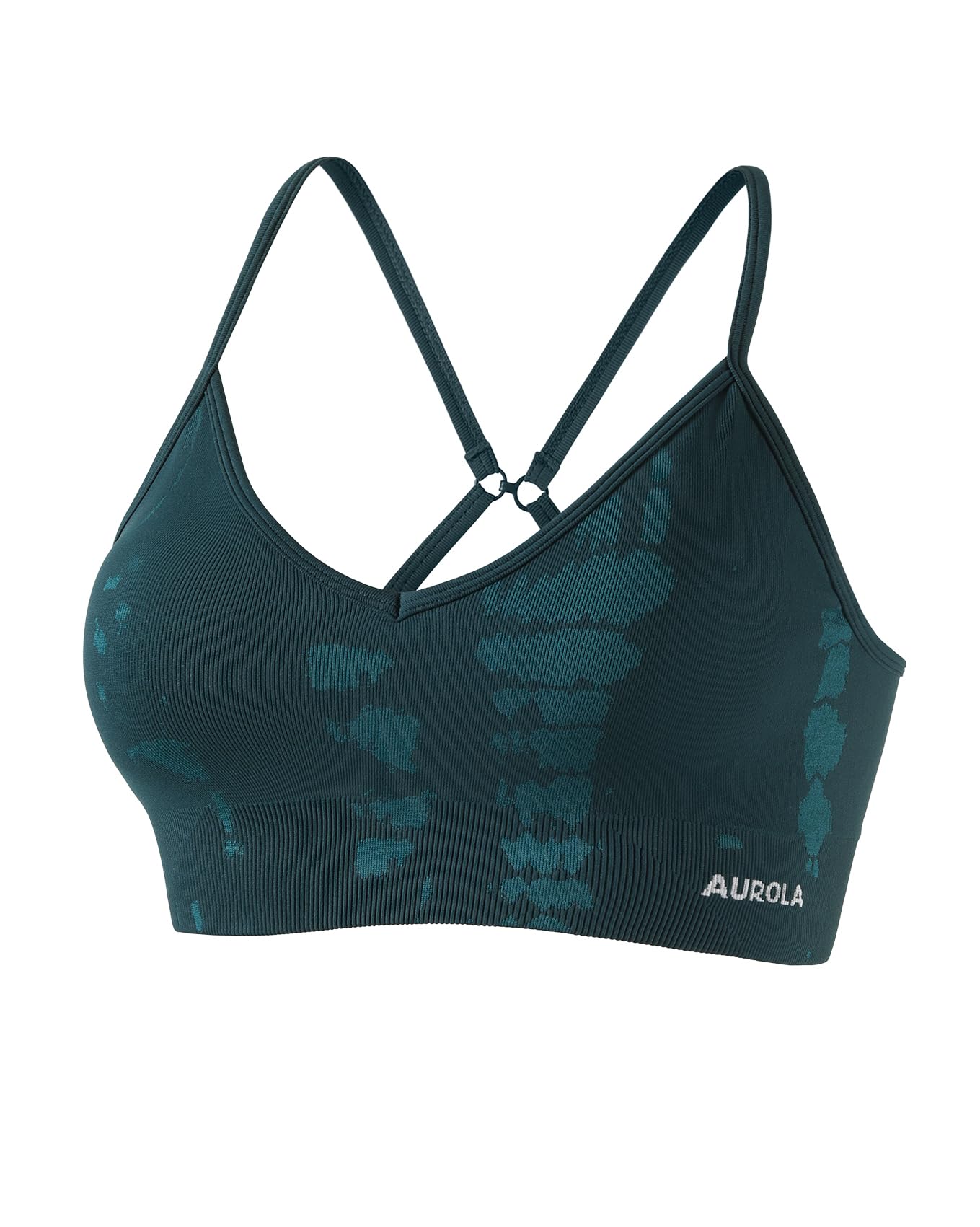 AUROLA Serpent Seamless Sports Bras for Women,Backless Padded Strappy Workout Gym Yoga Crop Tops,Ponderosa Green,L