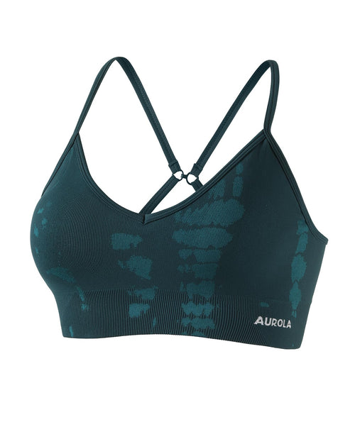 AUROLA Serpent Seamless Sports Bras for Women,Backless Padded Strappy Workout Gym Yoga Crop Tops,Ponderosa Green,L