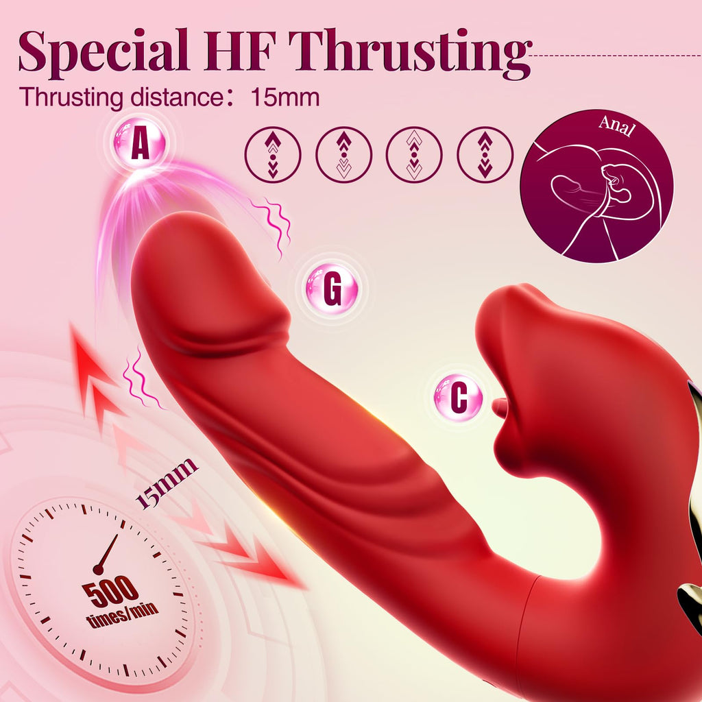 Koxten Thrusting Vibrator Sex Toys - G Spot Vibrator Women Sex Toys with 7 Thrusting & Vibrating & Licking Modes Tongue Toy for