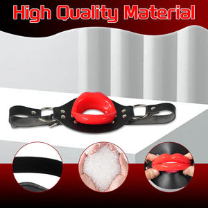 Kutocesy Open Mouth Gag Big Red Lips Ballgag Adjustable Leather Head Harness BDSM Erotic Toy Sex Accessories for Adults Couples