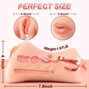miilkit 3 in 1 Pocket Pussy Male Masturbator - Realistic Flesh Penis Stimulation, Tight Anus & Mouth Blowjob Stroker for Men