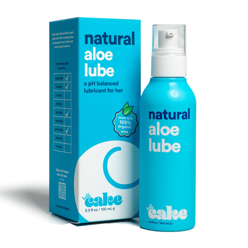 Hello Cake Natural Lube - Aloe-Based Organic Personal Lubricant - Hydrating, Hypoallergenic, pH-Balanced, Non-Sticky, Condom Com