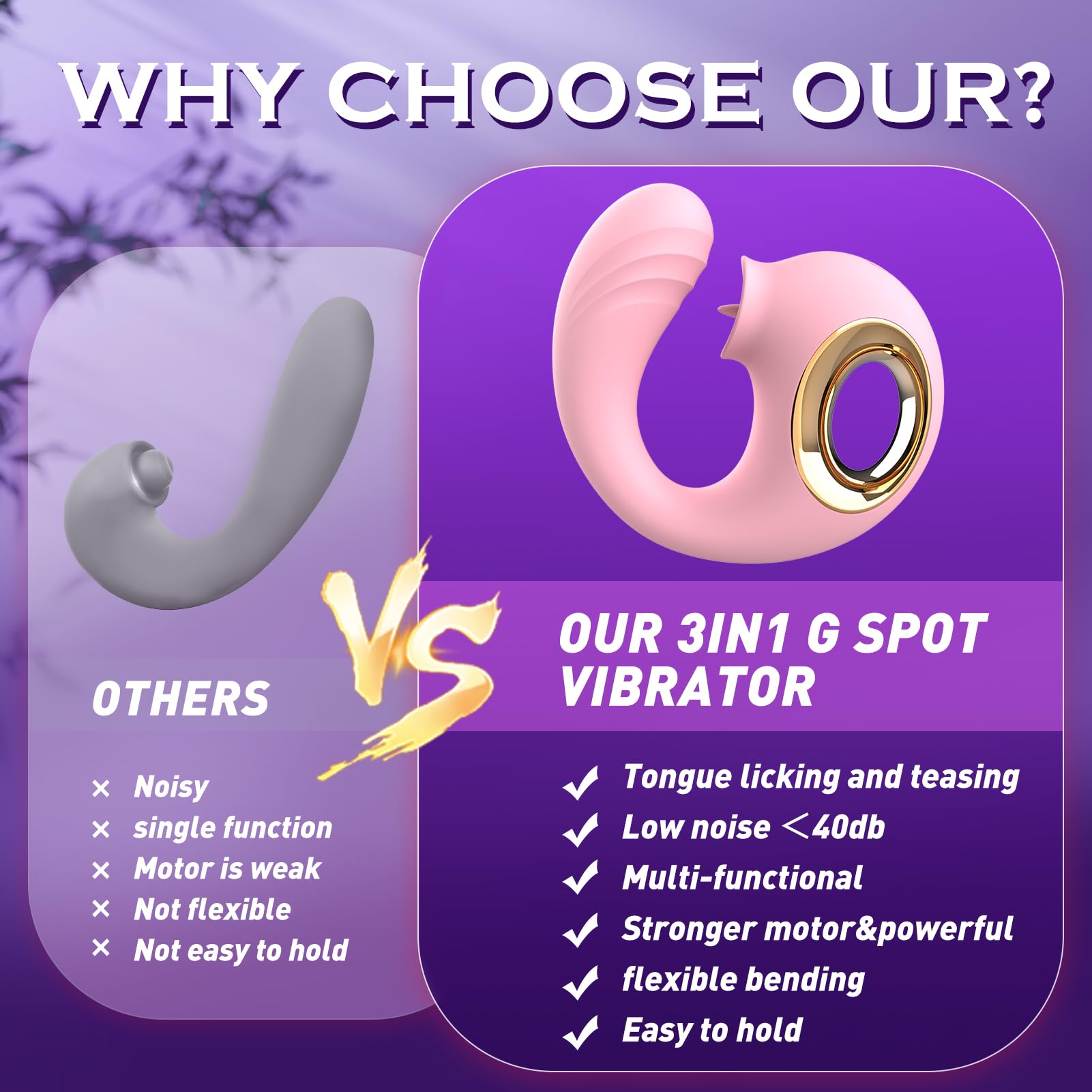 Rose Sex Toys Adult Toys for Women, G Spot Vibrator for Double Stimulation with 12 Vibrating & Tongue Licking Modes, Anal Dildos