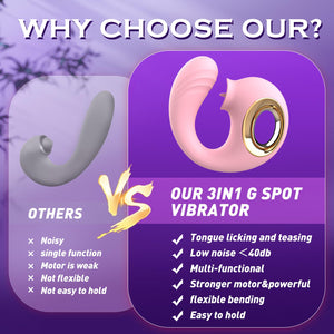 Rose Sex Toys Adult Toys for Women, G Spot Vibrator for Double Stimulation with 12 Vibrating & Tongue Licking Modes, Anal Dildos