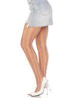 Rainbow crochet net tights.