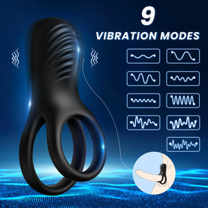 Vibrating Cock Ring with Clitoral Stimulator, Silicone Penis Ring Vibrator with 9 Vibration Modes, Rechargeable Adult Sex Toys &