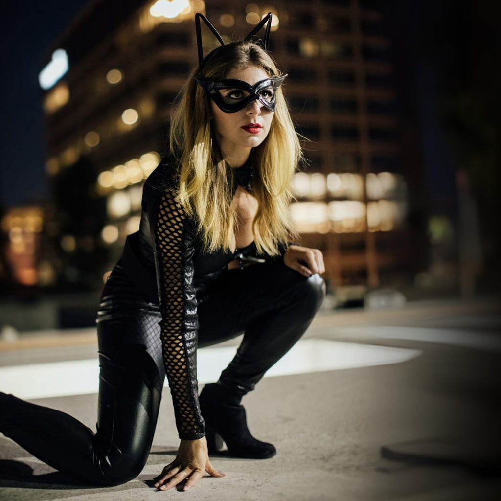 4Pc.Wicked Kitty,Zip Up Catsui