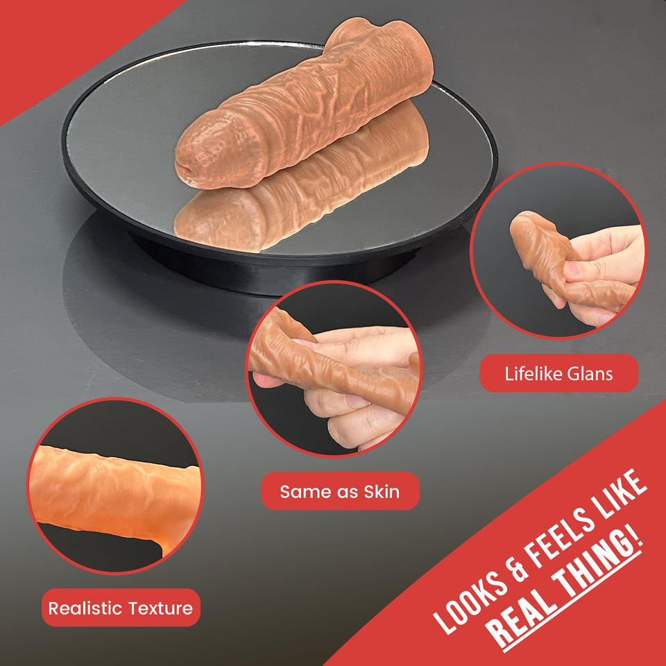 Penis Sleeve Extender Cock Sleeve Extension Sheath Silicone Penis Ring Enlarge Thicken Reusable Realistic Condom Enlarger Male S