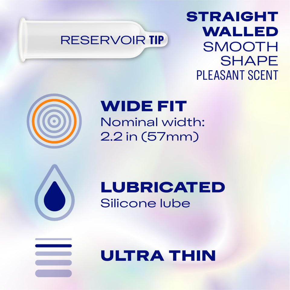Durex Air Condoms Extra Thin, Transparent Natural Rubber Latex Condoms for Men, Wide Fit, FSA & HSA Eligible, 24 Count