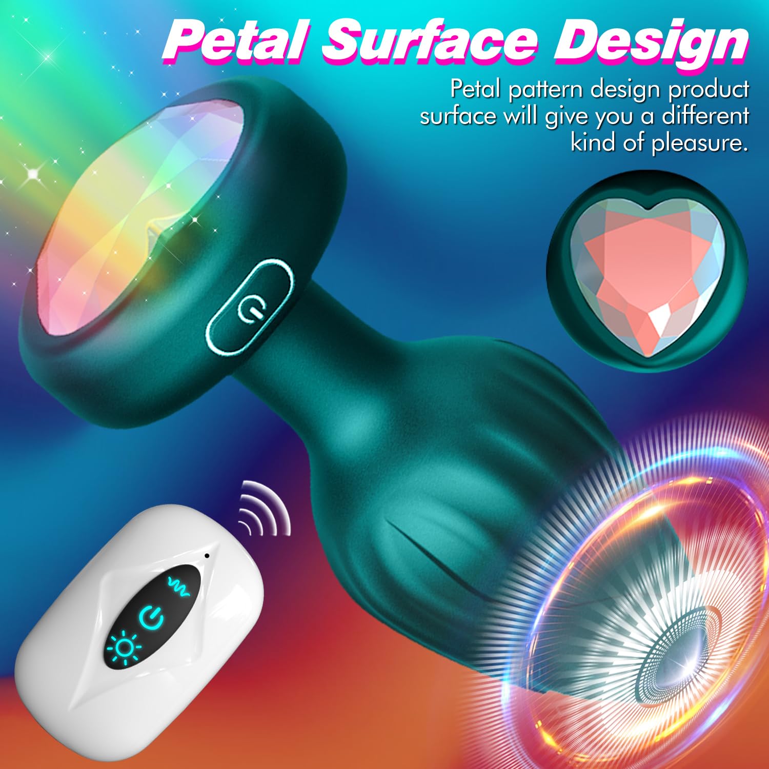 Anal Plug Adult Sex Toys - 10 Modes Vibrating Butt Plug LED Colorful Light up Remote Control for Prostate Massage, Adult, Men, W
