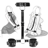 Neck To Wrist Restraints Kit, Sexy Slave Frisky Beginner Behind Back Handcuffs Collar, Adjustable Bondage Set, Couple Sm Sex Game Tool(Black)