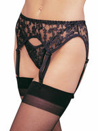 Plus Size 2 Pc Lace Garter Belt And Thong Panties