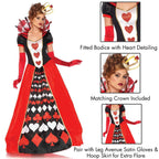 2Pc.Deluxe Queen Of Hearts,Ball Gown And Matching Crown Small Multicolor