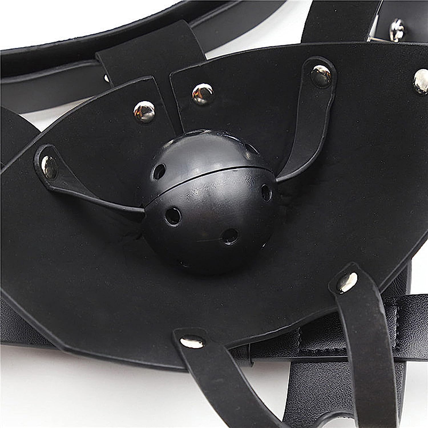 MFMYEE Bondage Mask With Gag Ball Hood,Adjustabale Y-Shape Restraint Head Harness Breathable Mouth Ball Leather Mouth Masks & Mu