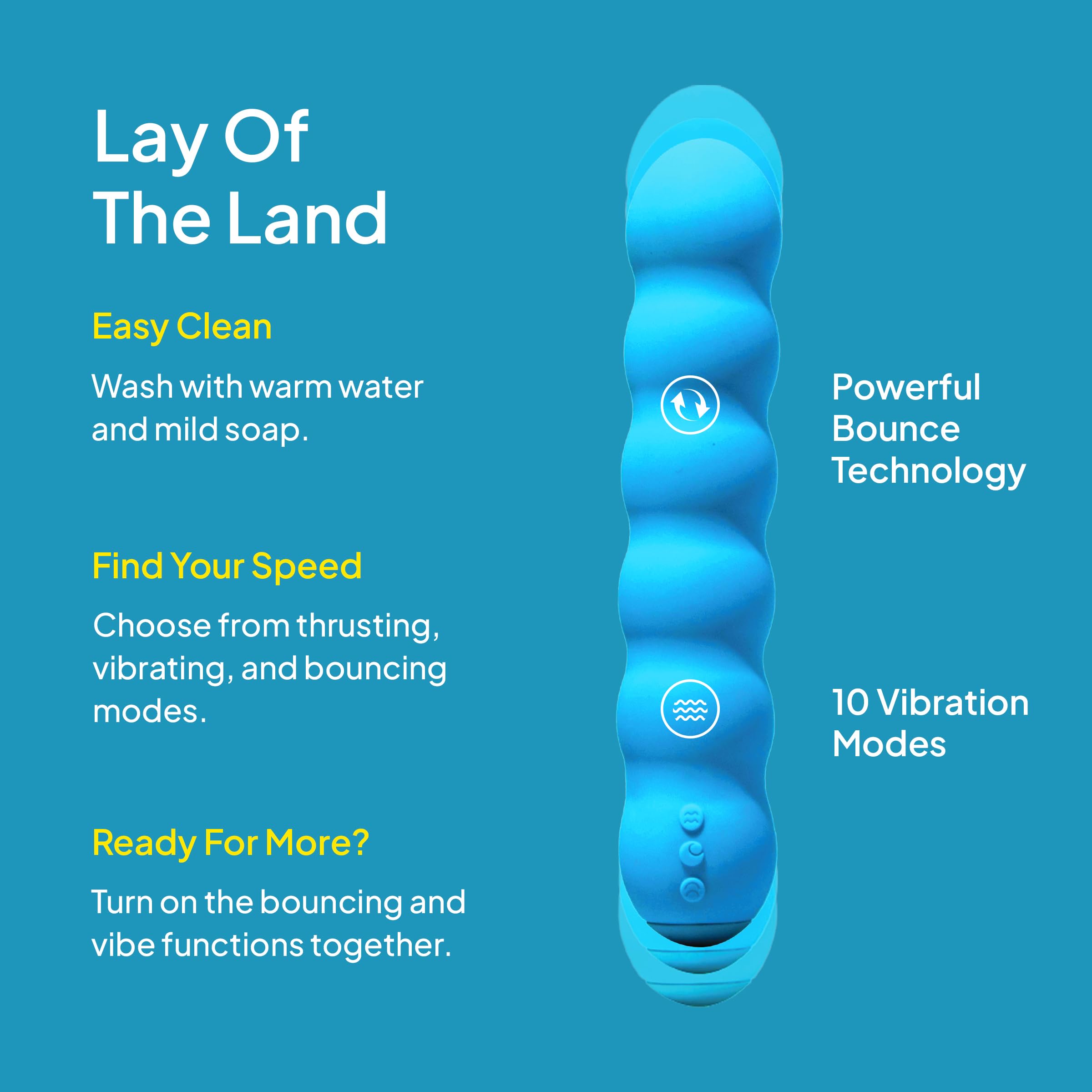 Hello Cake Bounce Vibe - Personal Massager with 16 Bouncing, Thrusting & Vibrating Modes - Body-Safe Silicone - Shower Ready, Re