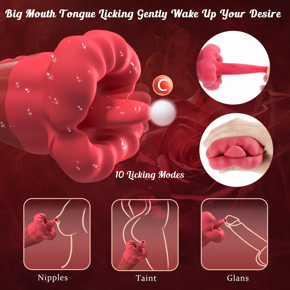 Female Adult Sex Toys - 2 in 1 Big Mouth Tongue Licking Clitoris Vibrator with High Frequency Strong Clitoral G Spot Stimulator,
