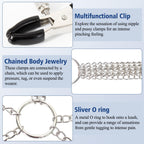 BDSM Sexy Nipple Clamps Pussy Clamps with Chain Non-Piercing Set Body Jewelry, Adjustable Breast Clips Labia Clit Clamp, Sex Bon