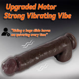 Big Black Thrusting Moving Dildo Vibrator - Heated Huge Thick BBC Dildo with Suction Cup, XL Large Liquid Silicone Girthy Dildos