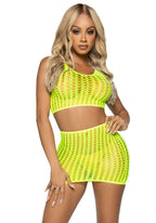 2 Pc Crochet Net Tank Crop Top