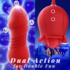 Dildo Vibrator Sex Toys for Women, Rose Adult Toys with G Spot Vibrators Nipple Clit Anal Rose Sex Toy - 9 Modes, Hands-Free Thr