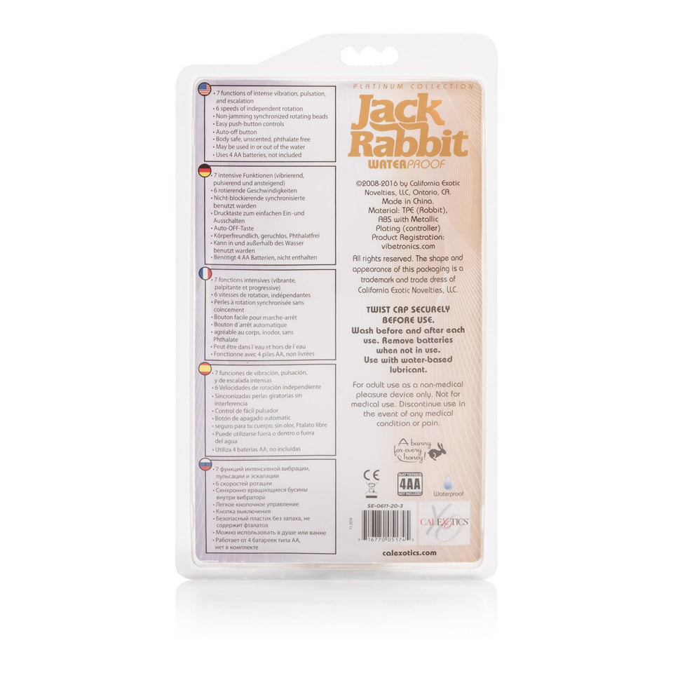 Calexotics 7-Function Platinum Jack Rabbit Vibrator With Rotation - Waterproof Vibe Sex Toys For Couples - Adult Hands Free G Spot Massager - Gold