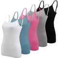 BQTQ 5 Pcs Basic Camisole Spaghetti Strap Camisole Tank Tops for Women and Girl (Black,White, Gray, Blue, Rose Red, Small)