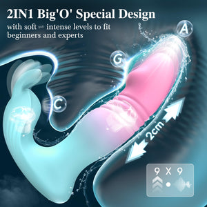 diafabsvg Wearable Vibrator for Womens Sex Toys - 3IN1 Double-Ended Dildos App Remote Vibrators with 9 Vibrating Bunny & 9 Thrus