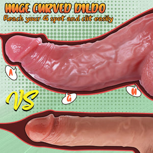 2.55? Diameter Huge Dildo,Realistic Silicone Thick Dildos with Strong Suction Cup for Hands-Free and Anal Play,Curved Dildo for