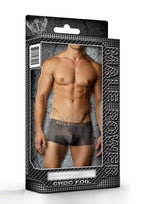Male Power Croc Foil Mini Pouch Short Large  Greygold