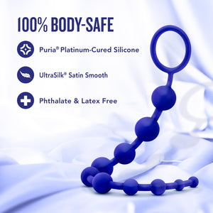 Blush Luxe Silicone 10 Beads - Silky Smooth Ultrasilk - Puria Platinum Silicone - Beginners Anal Beads -12.5 Long With Sturdy Pu