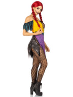 3 Pc Darling Rag Doll, Includes Patchwork Dress With Adjustable Lace Ups And Tattered Skirt, Detachable Clear Straps, And Skull