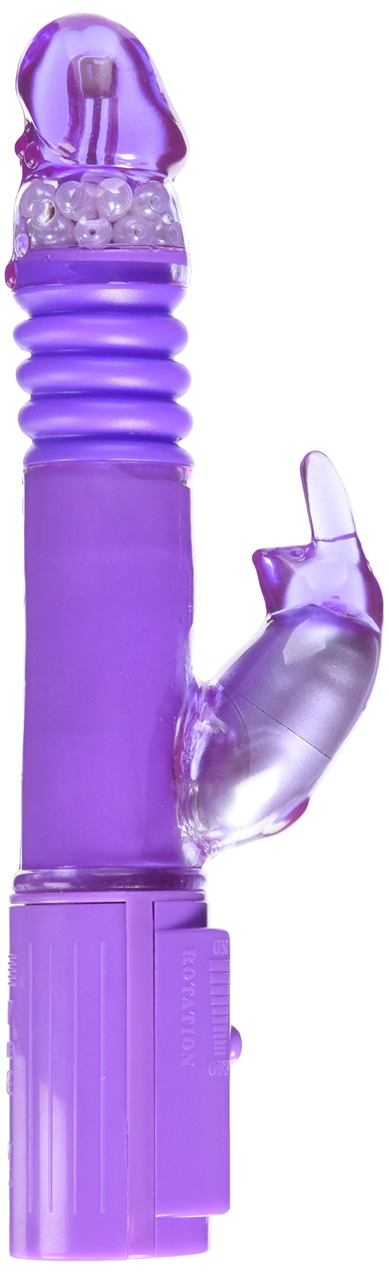 Nasstoys Deep Stroker Rabbit with Thrusting Action, Rotating Head Pearls, Speed Vibration, Clit Stimulating Rabbit, Dildo Purple