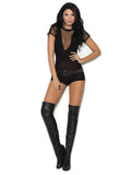 Elegant Moments Daring Fishnet Romper Black