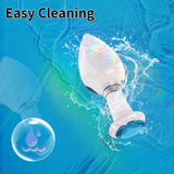 Crystal Glass Anal Plug with Luxury Jewelry Butt Plug Fetish Anus Stimulation Unisex Adult Anal Sex Toy (Light Blue, S)