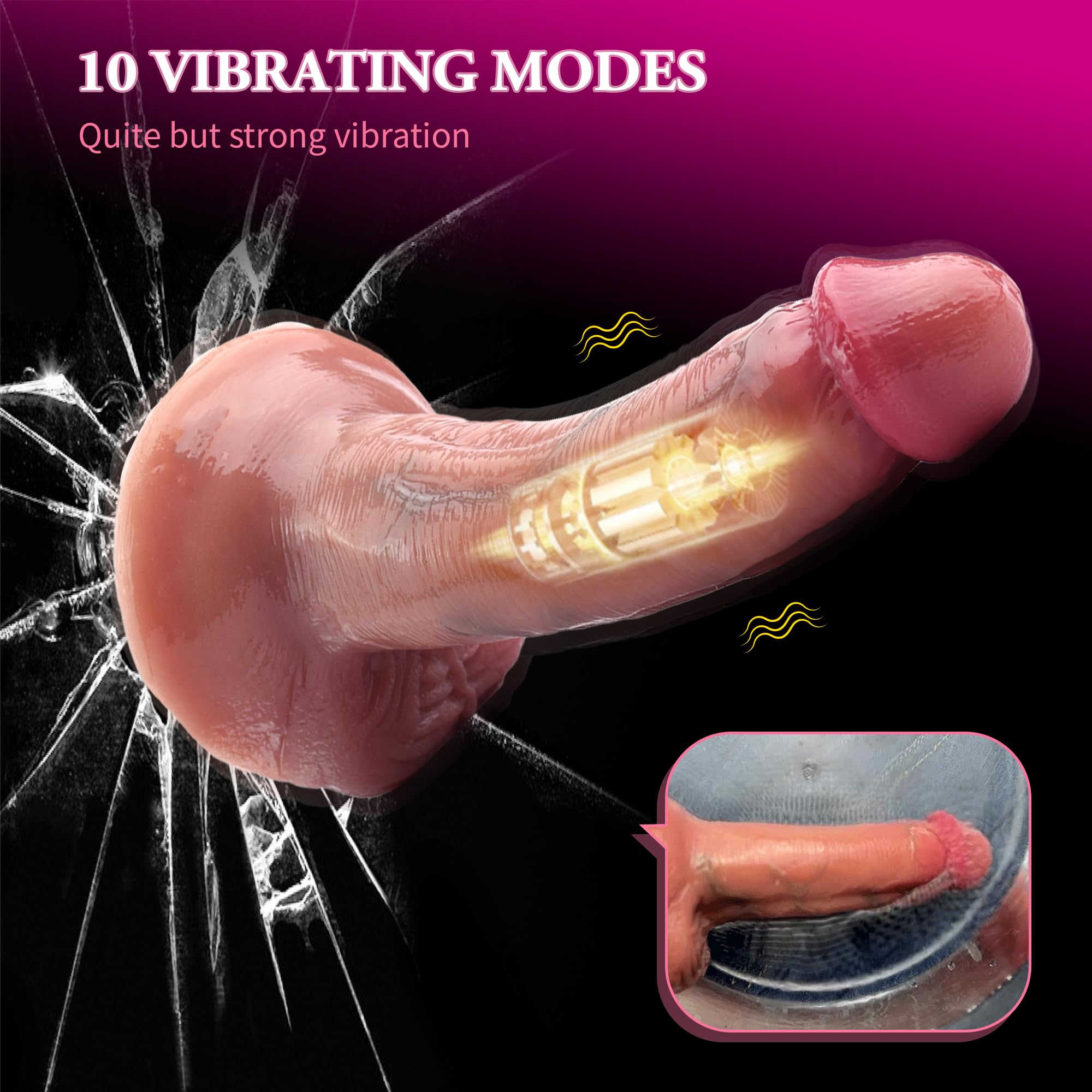 Vibrator Dildo with Suction for Women G Spot Sex Toy, 5.7inch 10Vibration Realistic Small Silicone Curved Skincolor Fake Penis V