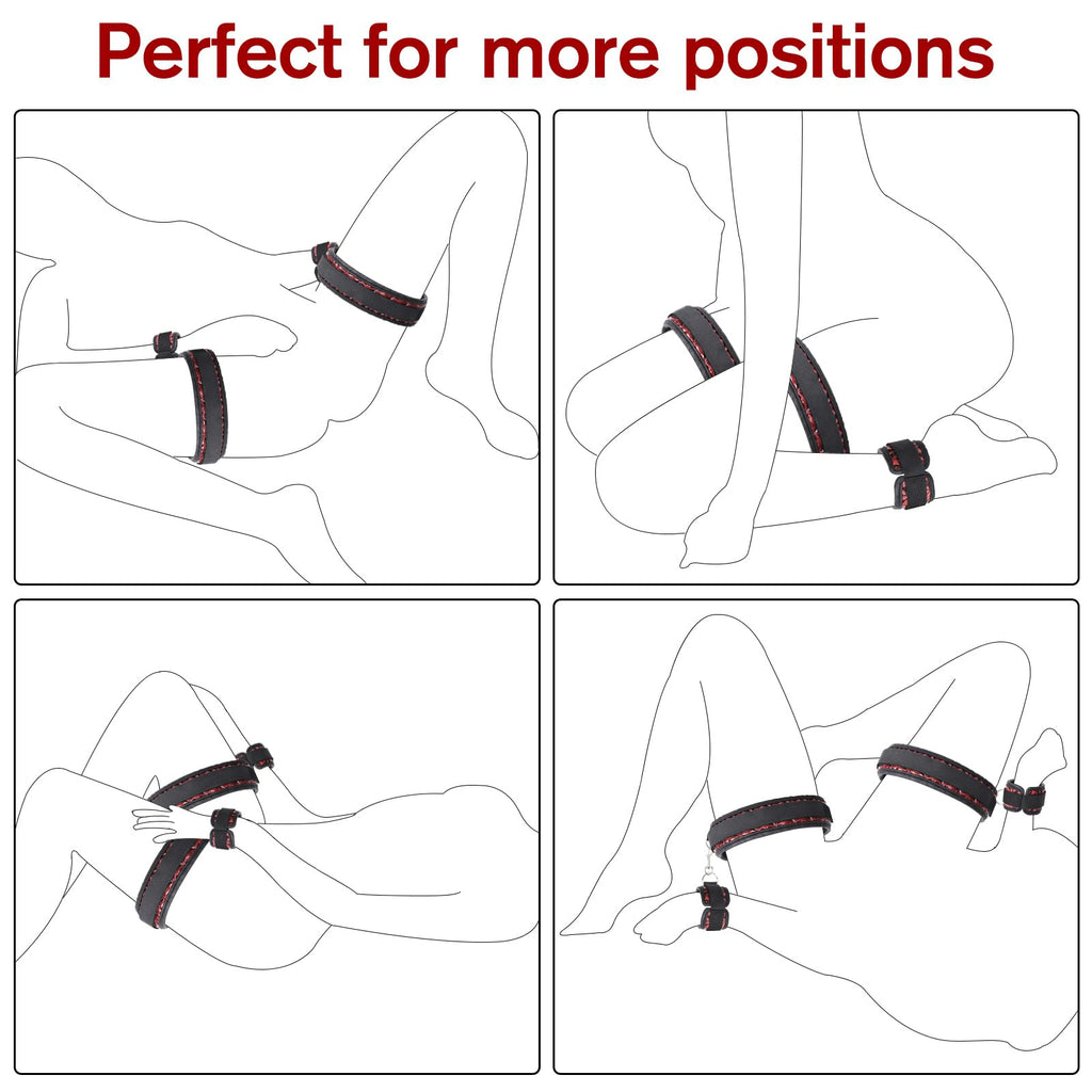 BDSM Restraints Wrist & Thigh Cuffs Sex Bondage, SM Adult Toys for Women with Adjustable Leg Straps Handcuffs for Couple Beginne