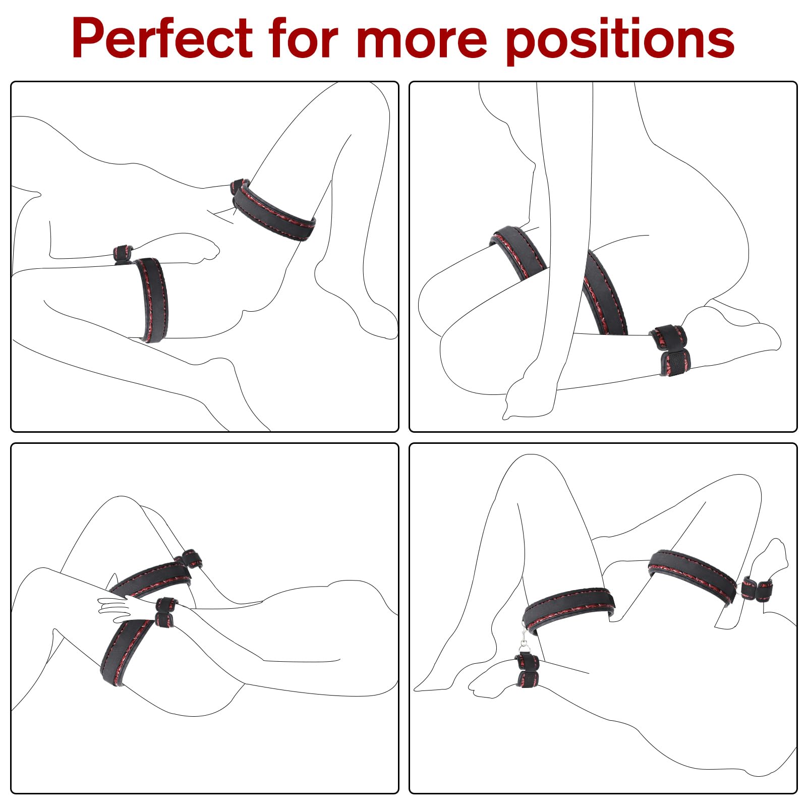 BDSM Restraints Wrist & Thigh Cuffs Sex Bondage, SM Adult Toys for Women with Adjustable Leg Straps Handcuffs for Couple Beginne
