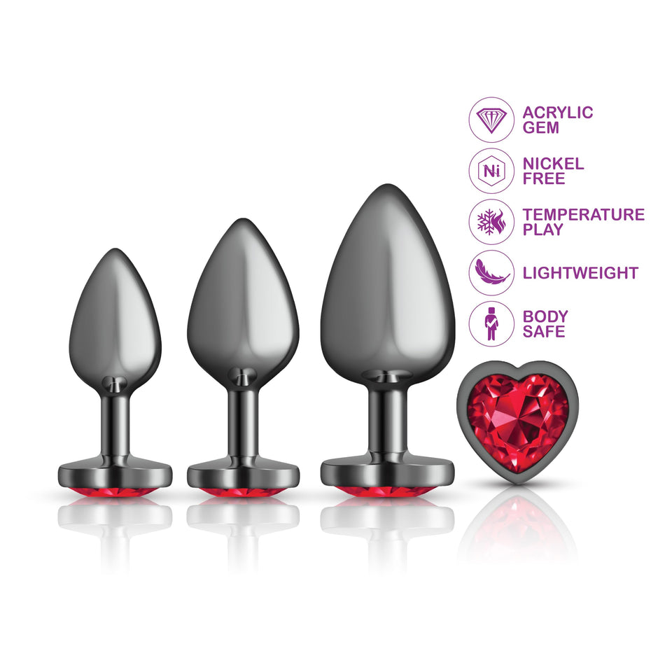Cheeky Charms Metal Butt Plug Gunmetal Heart