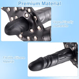 Double-Cock Dildo Penis Mouth Gag Plug, Padlock Ball Gag,Adjustable Bondage Leather Strap,BDSM Sex Toys for Man Women Couple,7.4