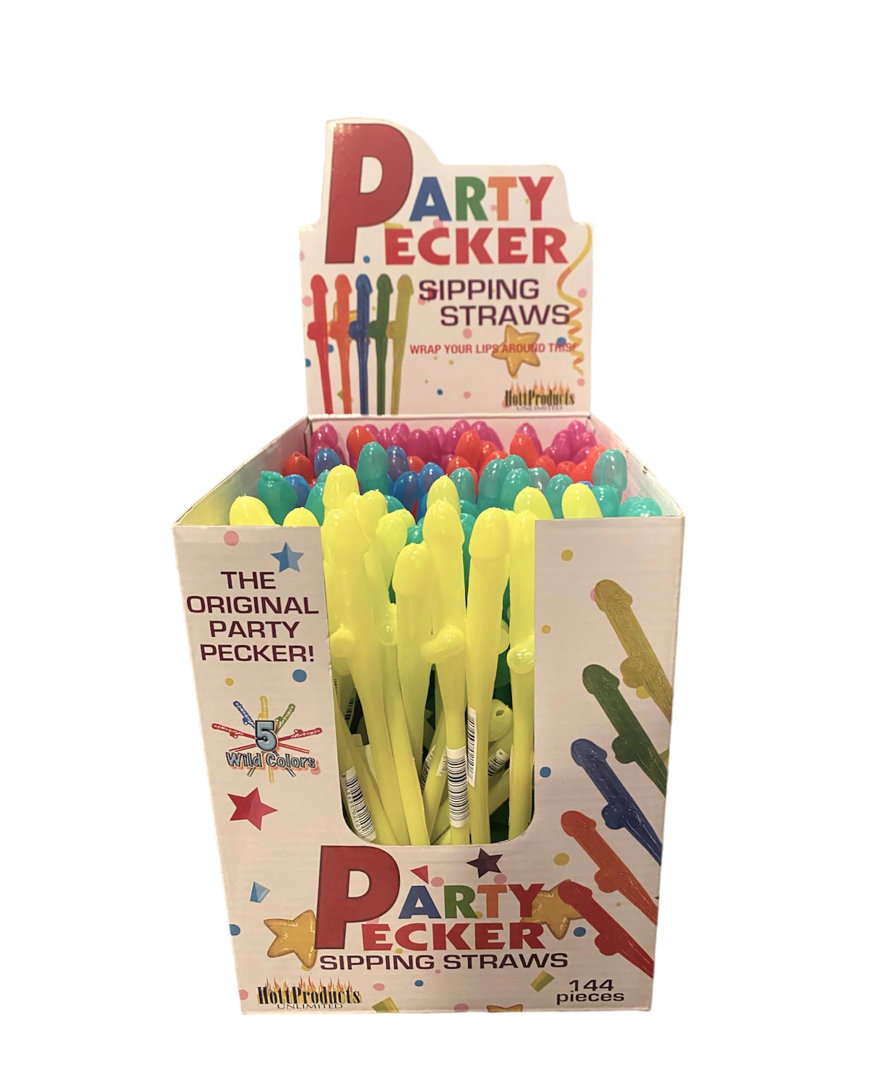 Party Pecker Sipping Straws Assorted Colors 144 Per Display