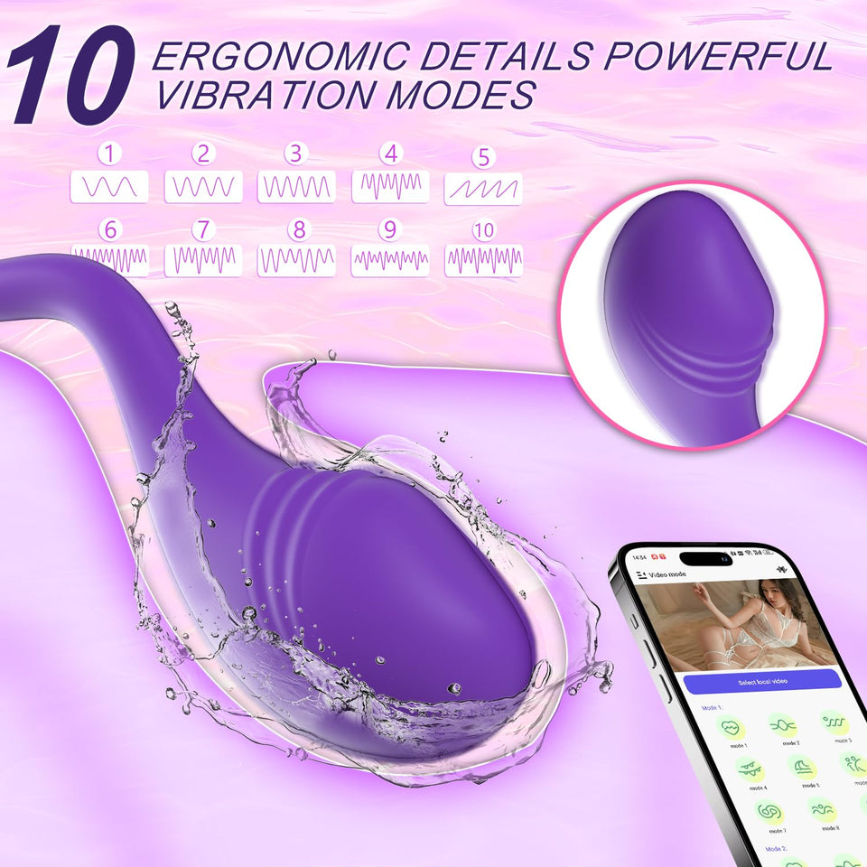 APP Remote Control Vibrator for Women, Wearable Panties G-spot Vibrators, 10 Vibration Clitoral Stimulator Vibrating Egg, Long D