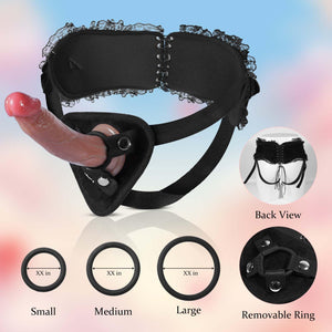 Strap On Dildo Realistic Sex Toys: Wearable Strap On Anal Dildo with Adjustable Removable Lace Harness, Realistic Sex Silicone D