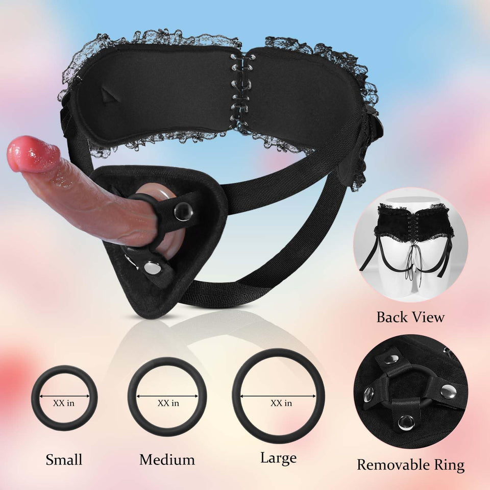 Strap On Dildo Realistic Sex Toys: Wearable Strap On Anal Dildo with Adjustable Removable Lace Harness, Realistic Sex Silicone D