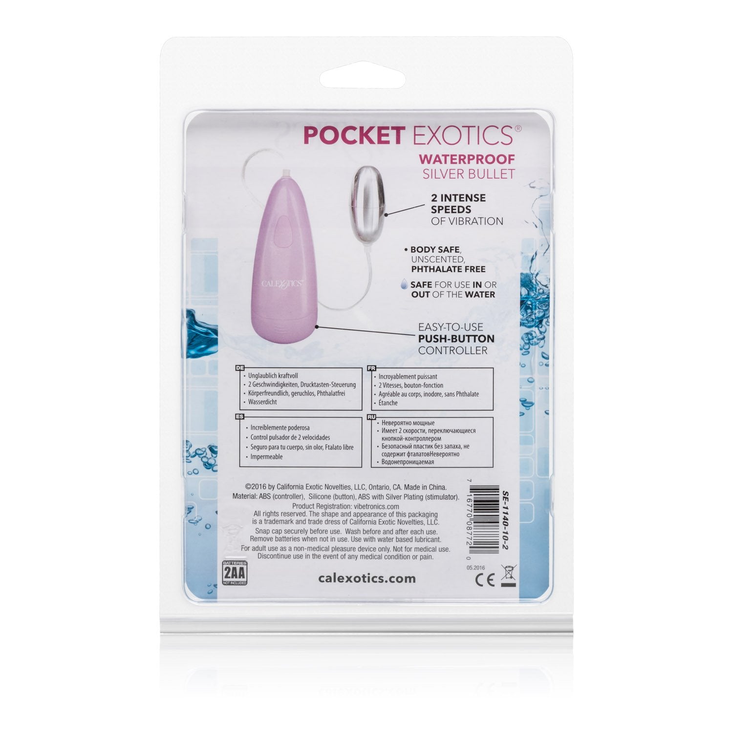 Calexotics Pocket Exotics Wired Remote Controlled Bullet Vibrator - Waterproof Sex Toys For Couples - Adult Vibe Egg Massager - Pink