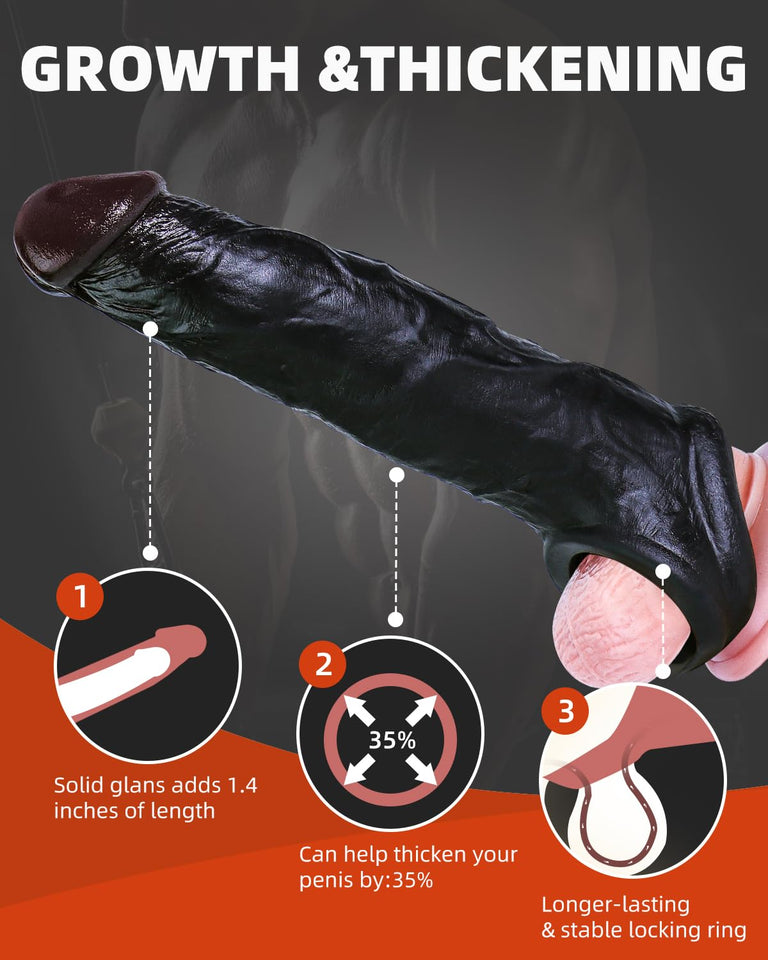 Penis Sleeve-Adult Male Sex Toys for Men Penis Extender Penis Rings Set with 3,Elastic Penis Ring to Enlarge Prolong for Men Cou