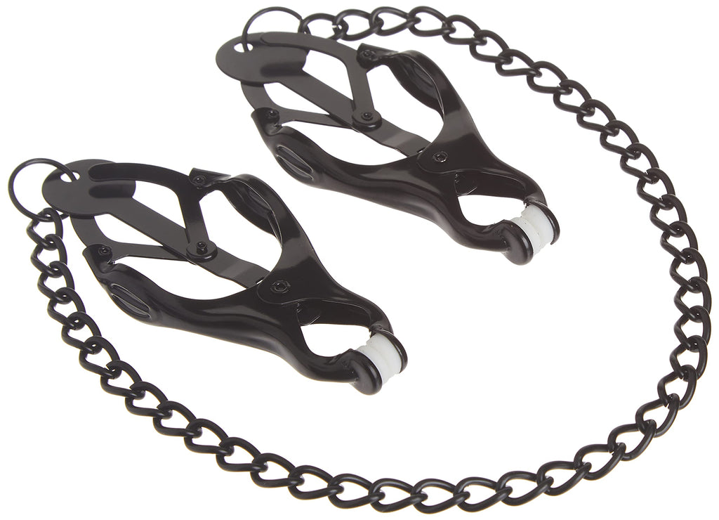 M2M Nipple Clamps, Jaws With Chain, Black
