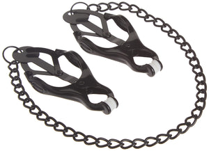 M2M Nipple Clamps, Jaws With Chain, Black