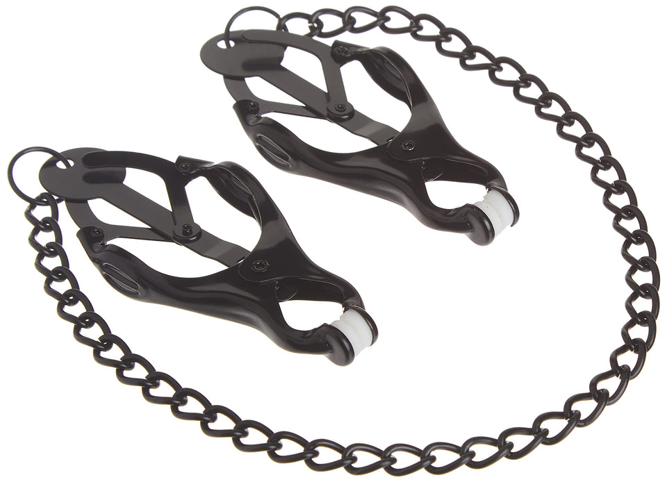 M2M Nipple Clamps, Jaws With Chain, Black