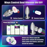 HODEVO Adult Anal Plug Sex Toy, Vibrating Anal Butt Plug, Light Up But Plug with App and Remote Controlled Vibrator, Stainless S