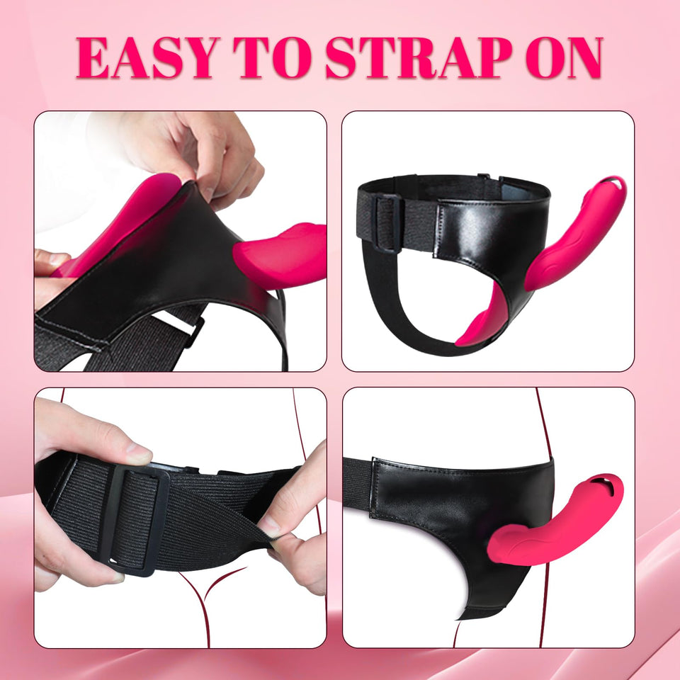 G Spot Vibrator Strap On Dildo, Adjustable Harness Dildos with 7 Vibration Modes, Remote Control Vibrators Panty Clitoral Double